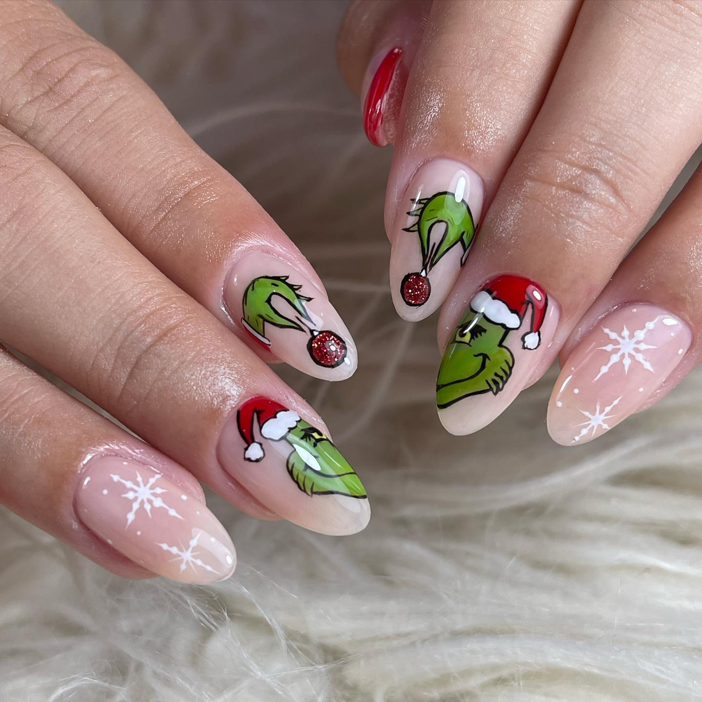 Grinch Holiday Cartoon Character Nail Art