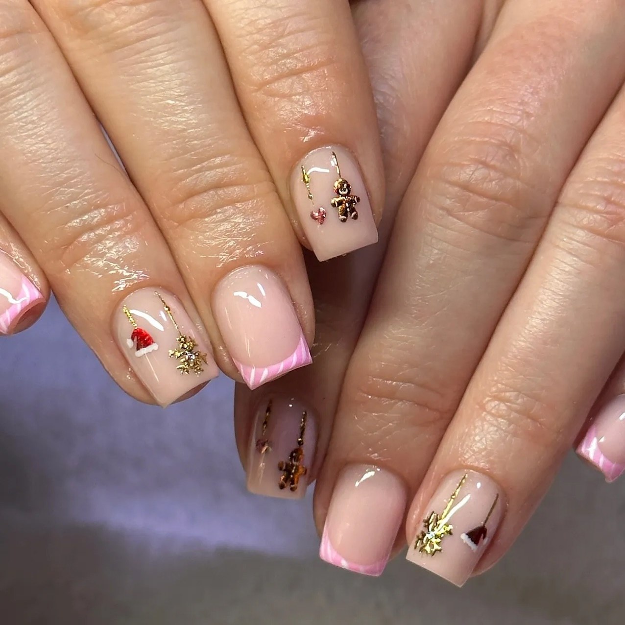 Cute Christmas French Tip with Charms