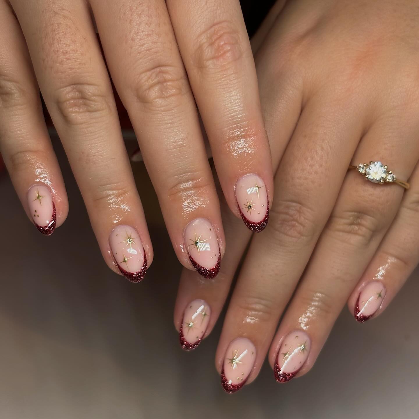 Sparkling Starry Night French Tips