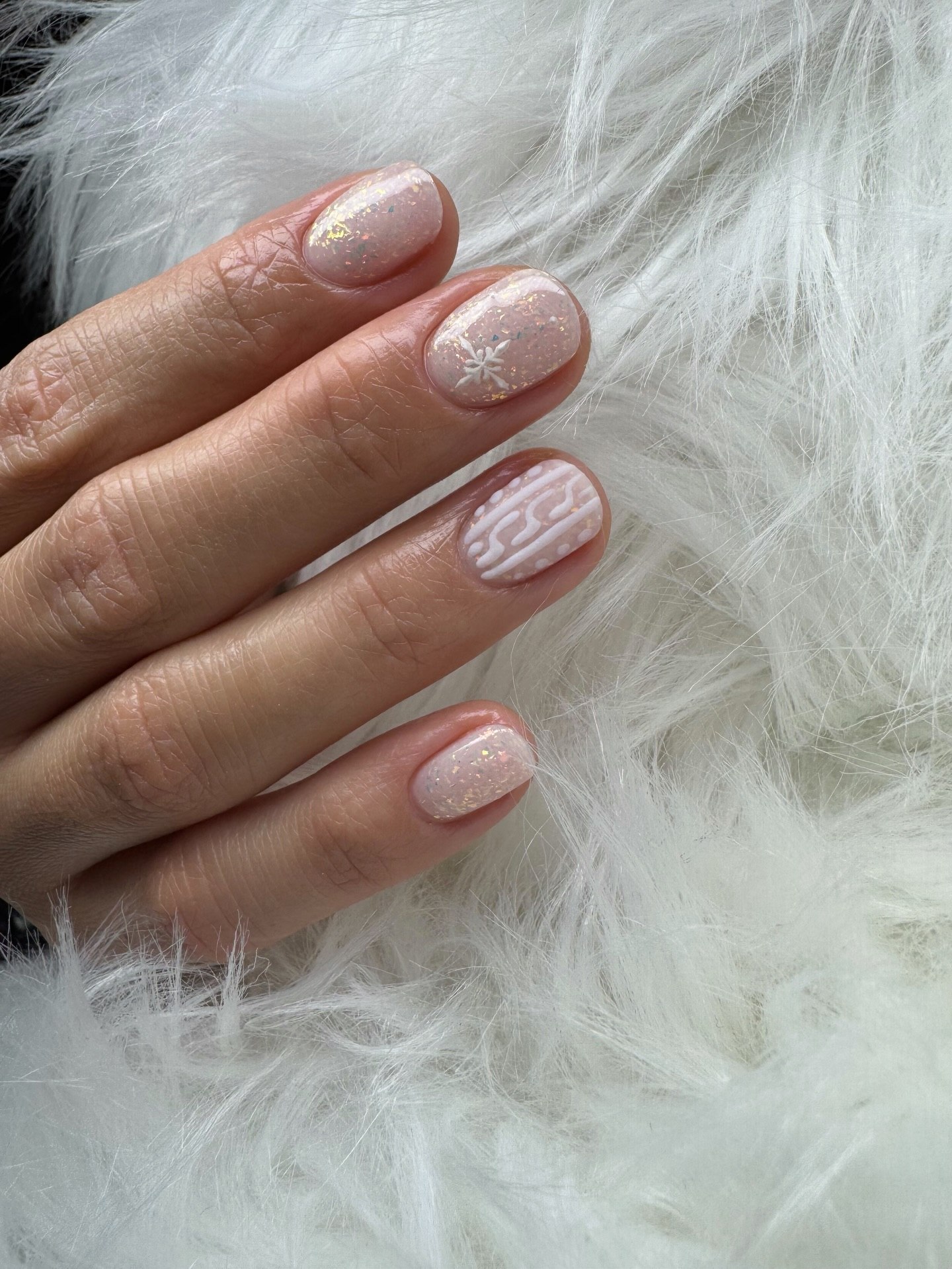Cozy Snowflake Sweater Almond Nails