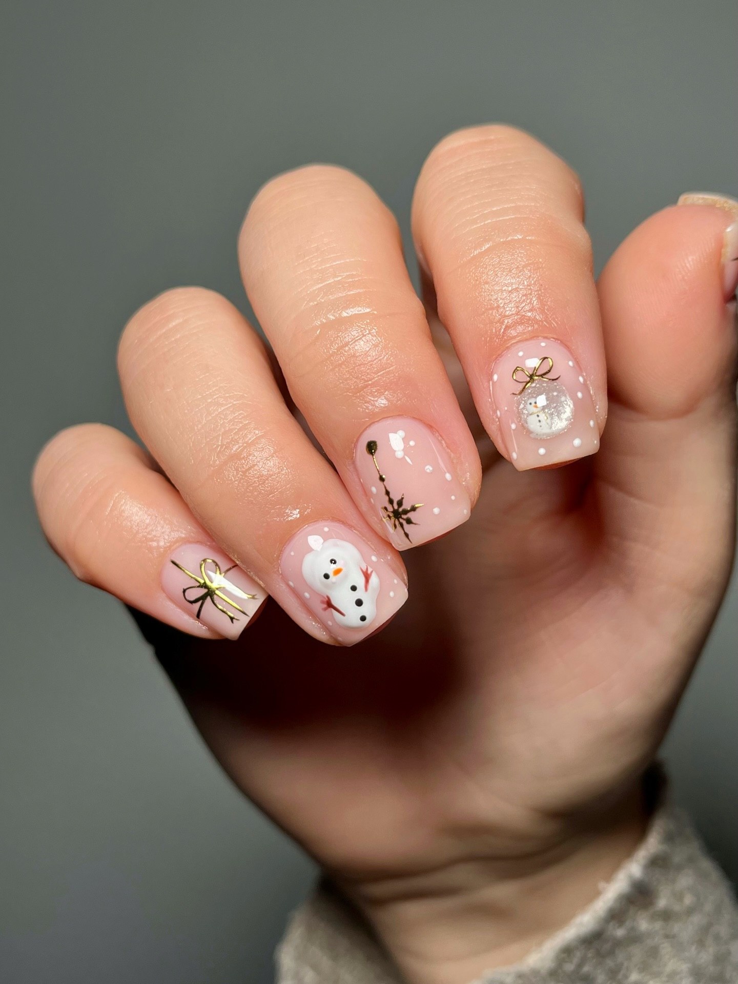 Enchanting Snow Globe Christmas Nail Art