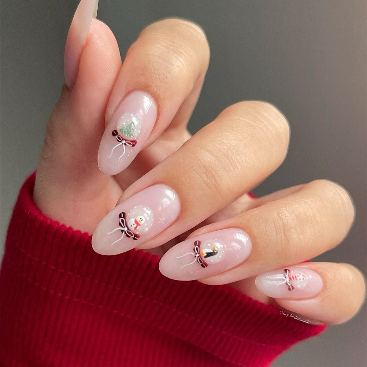 Festive Snow Globe Holiday Nail Art