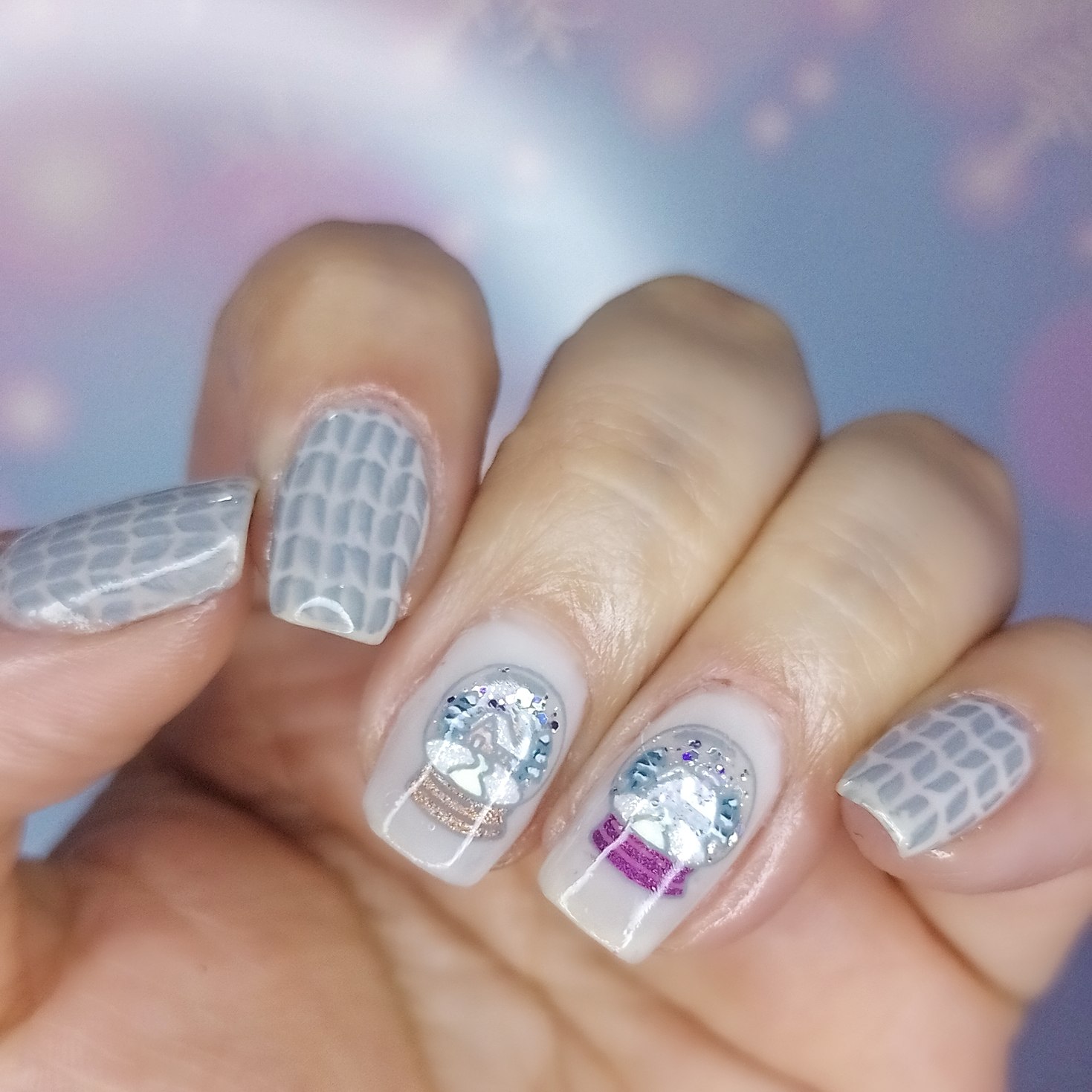 Enchanting Snow Globe French Tip Nails