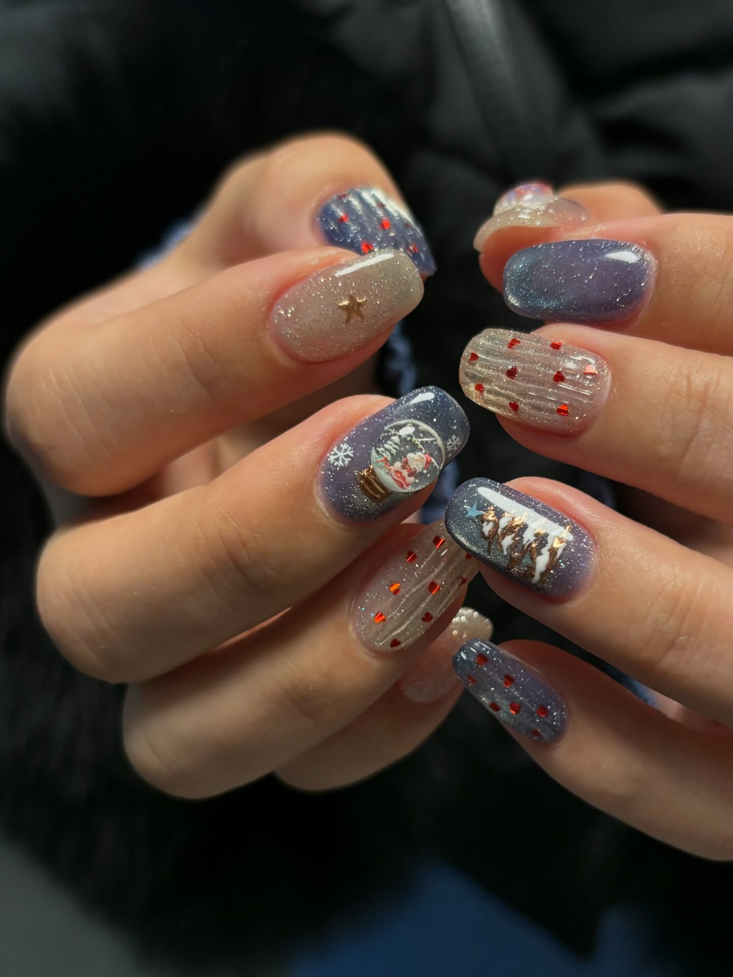 Enchanting Snow Globe Christmas Nail Art
