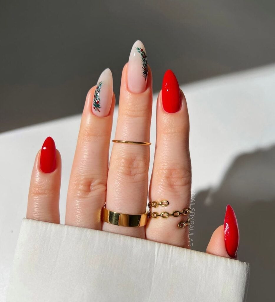 Long Square White Snowflake French Nails — Christmas Nail Designs