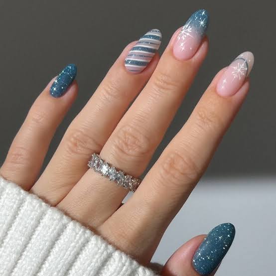Medium Square Matte Sky Blue Snowflake Nails Medium Square Matte Sky Blue Snowflake Nails — Winter Wonderland Nails