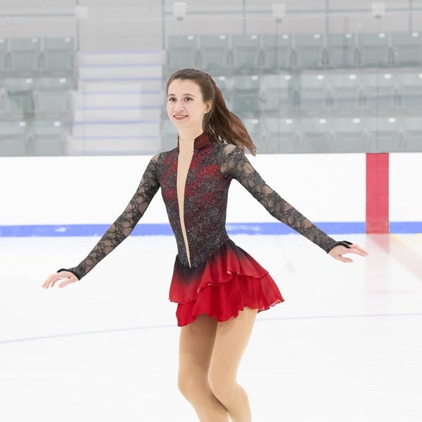Red and black lace skating dress — Ice Skating Outfit