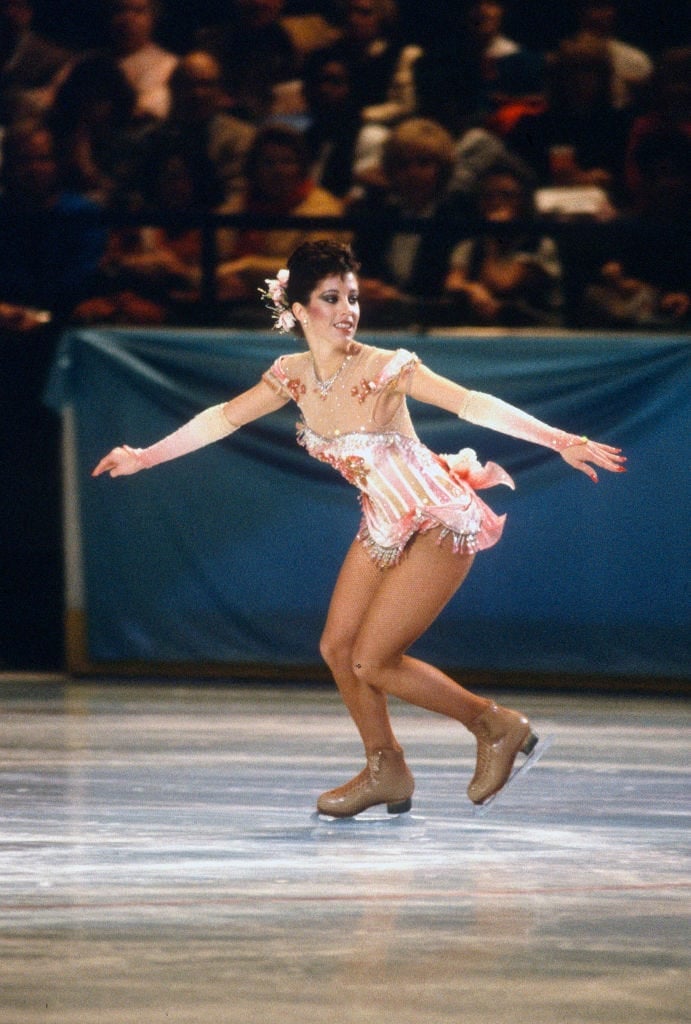 Pink and white striped sequined leotard — Ice Skating Outfit
