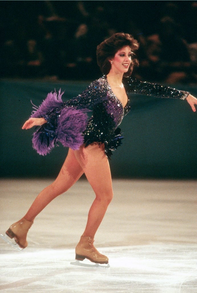 Black and purple sequined leotard with fringe — Ice Skating Outfit