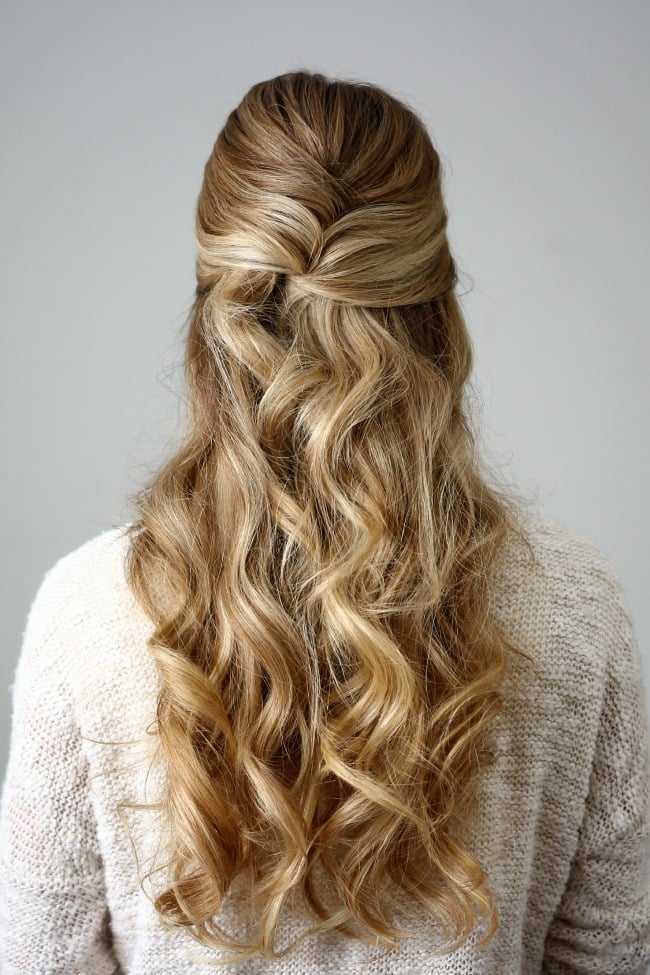 Half-Up Style With Twisted Section and Loose Waves Half-Up Style With Twisted Section and Loose Waves — Holiday Hairstyles