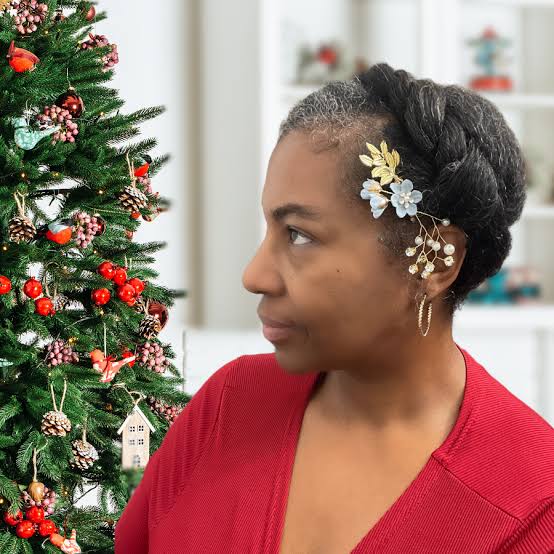 Coily Braided Updo With Accessory — Christmas Braids