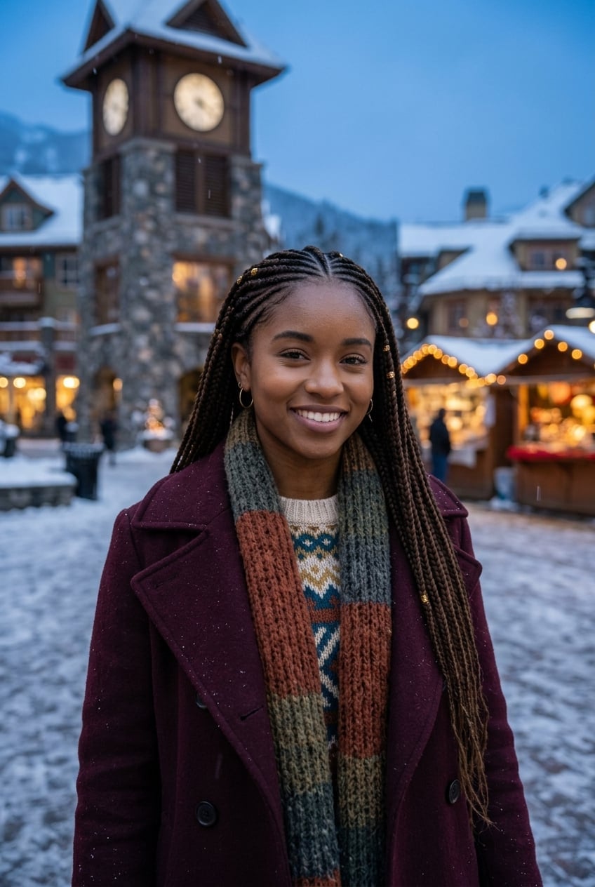 Straight Box Braids With Beaded Ends — Christmas Braids