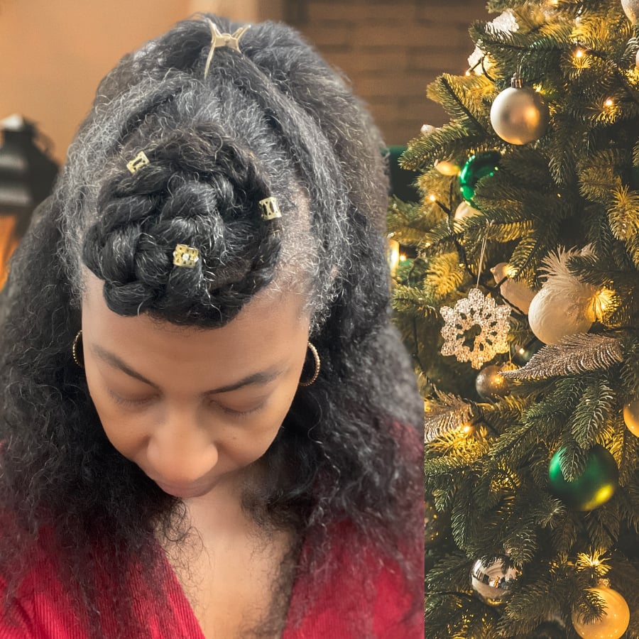 Braided Crown With Gold Clips — Christmas Braids