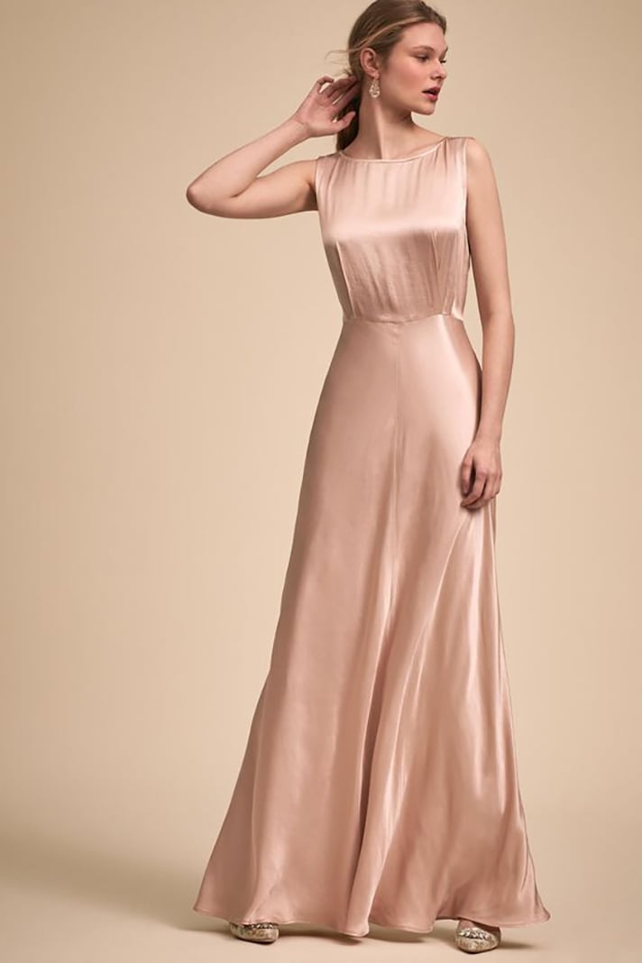 Champagne Satin Slip Dress with Sheen — Bridesmaid Dress Ideas