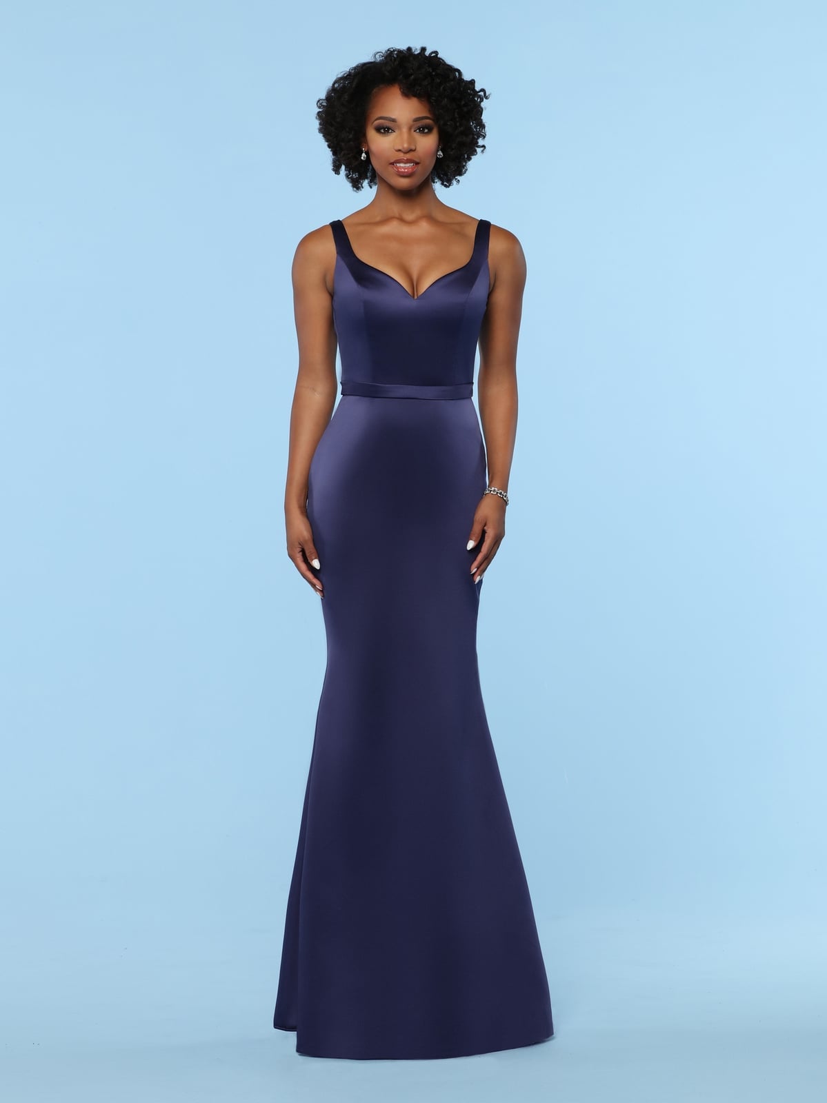 Deep Navy Satin Slip Dress with Mermaid Silhouette — Bridesmaid Dress Ideas