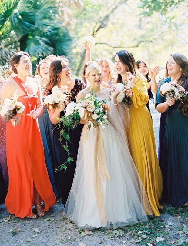 Multi-Colored Dresses with Mixed Prints and Halter Neck Styles — Bridesmaid Dress Ideas