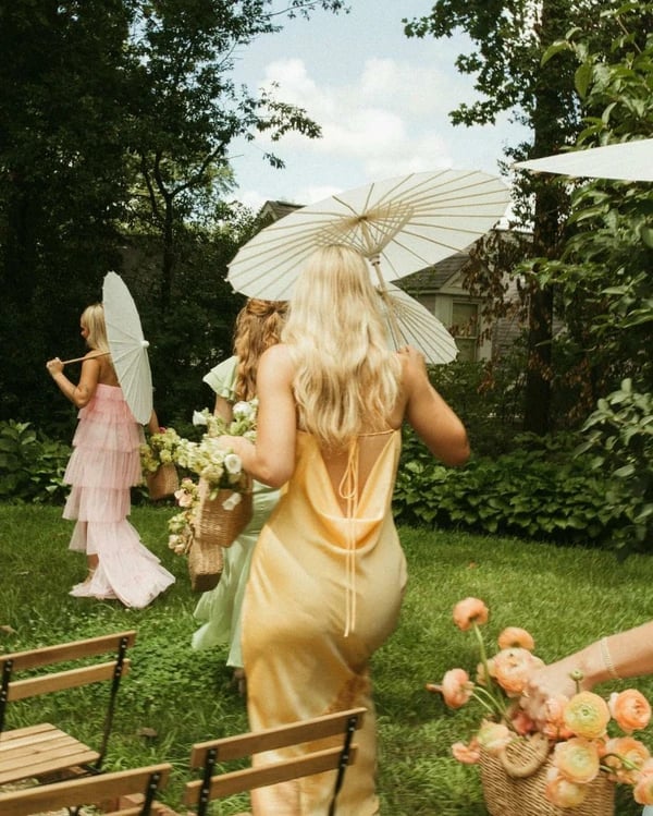 Pastel Satin and Chiffon Dresses with Off-the-Shoulder and Column — Bridesmaid Dress Ideas