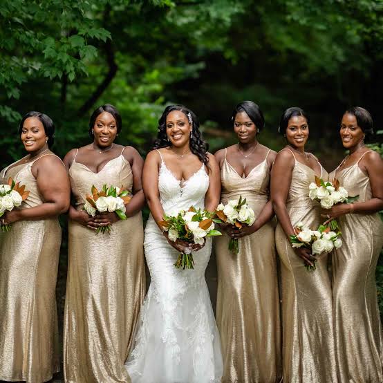 Matching Gold Sequined Fitted Bridesmaid Dresses — Bridesmaid Dress Ideas