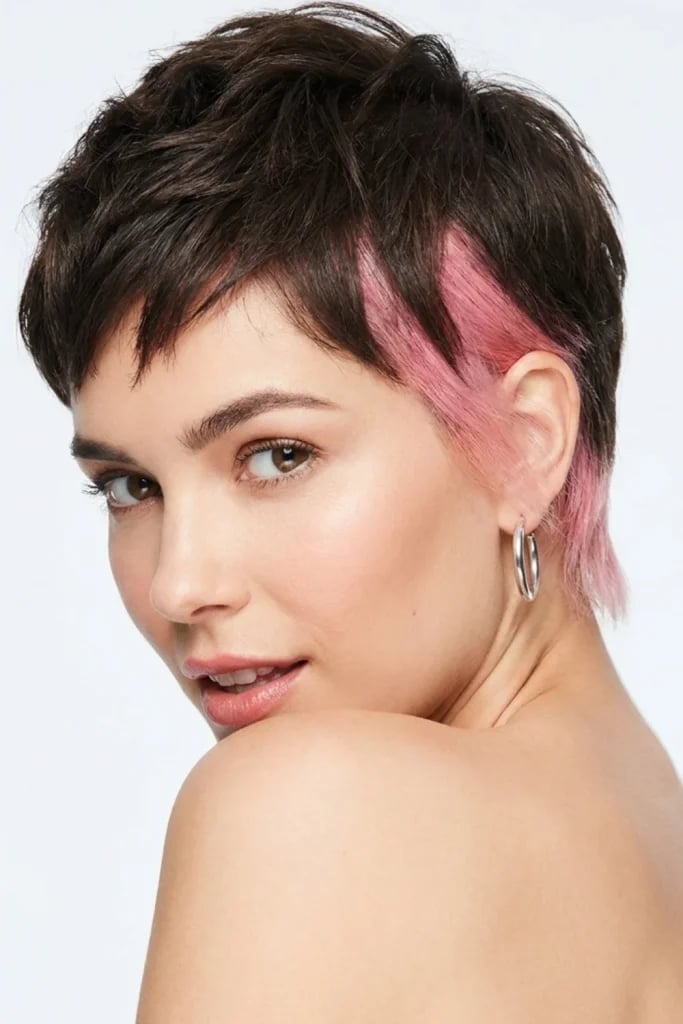 Short Pixie With Pink Peekaboo Streaks — Peekaboo Hair Ideas