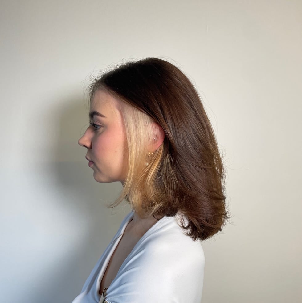 Chin Length Bob With Blonde Peekaboo — Peekaboo Hair Ideas