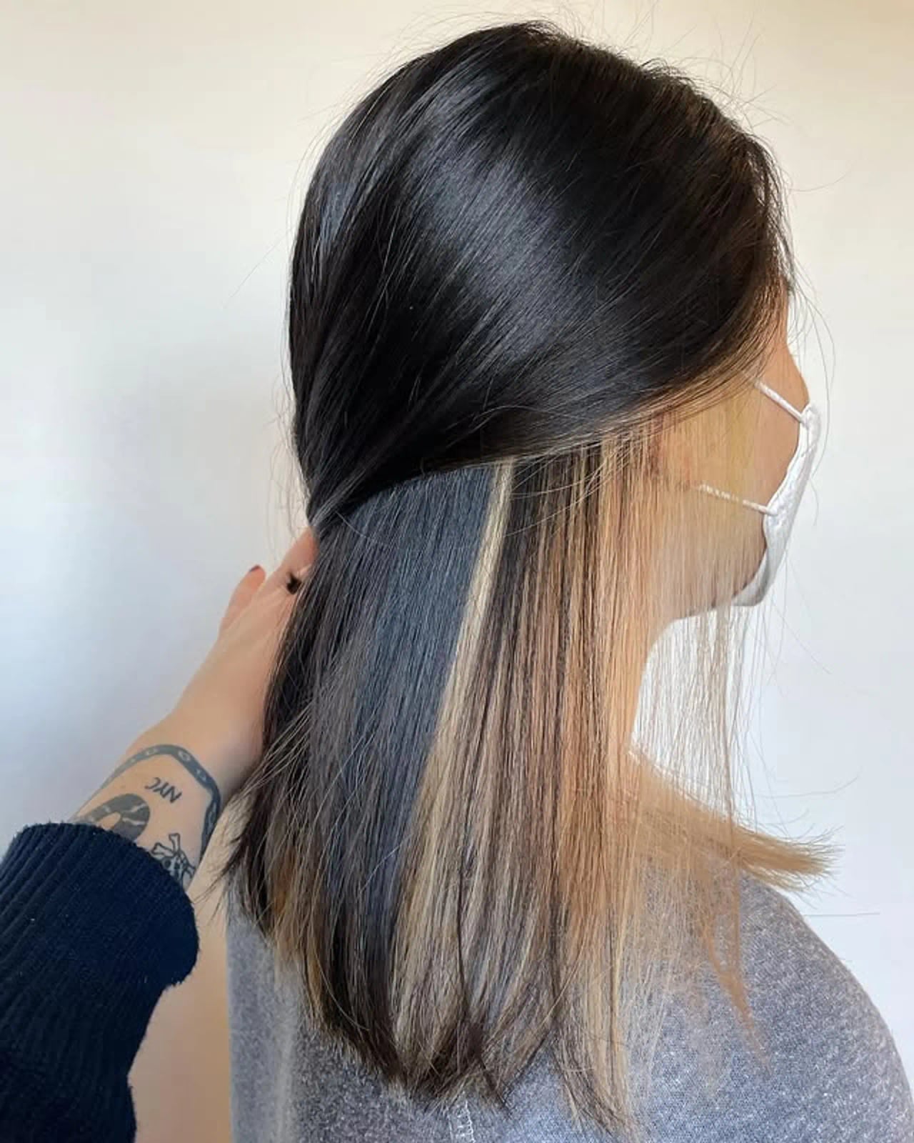 Collarbone Cut With Gray And Blonde Peekaboo — Peekaboo Hair Ideas