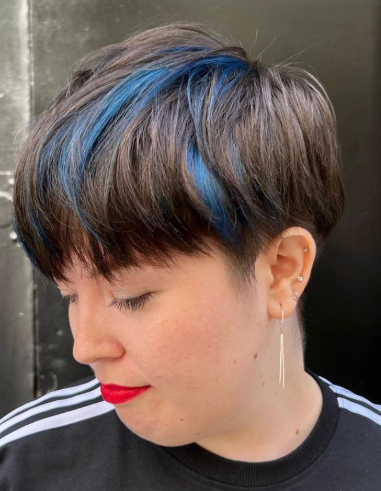 Short Pixie With Blue Peekaboo Highlights — Peekaboo Hair Ideas