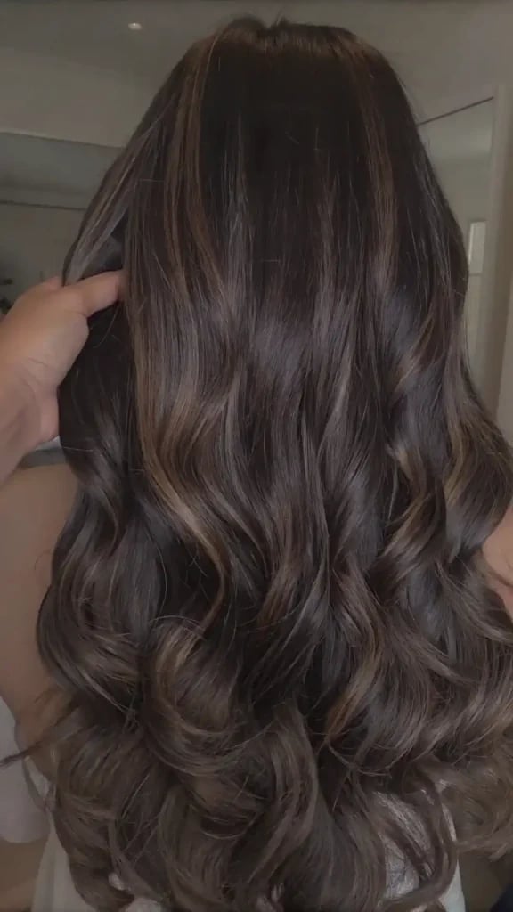 Mid-Back Curls With Subtle Ash Brown Highlights — Highlight Ideas on Brown Hair