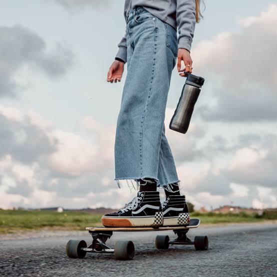 Light-wash Baggy Jeans and Gray Hoodie with High-Tops — Skater Outfits
