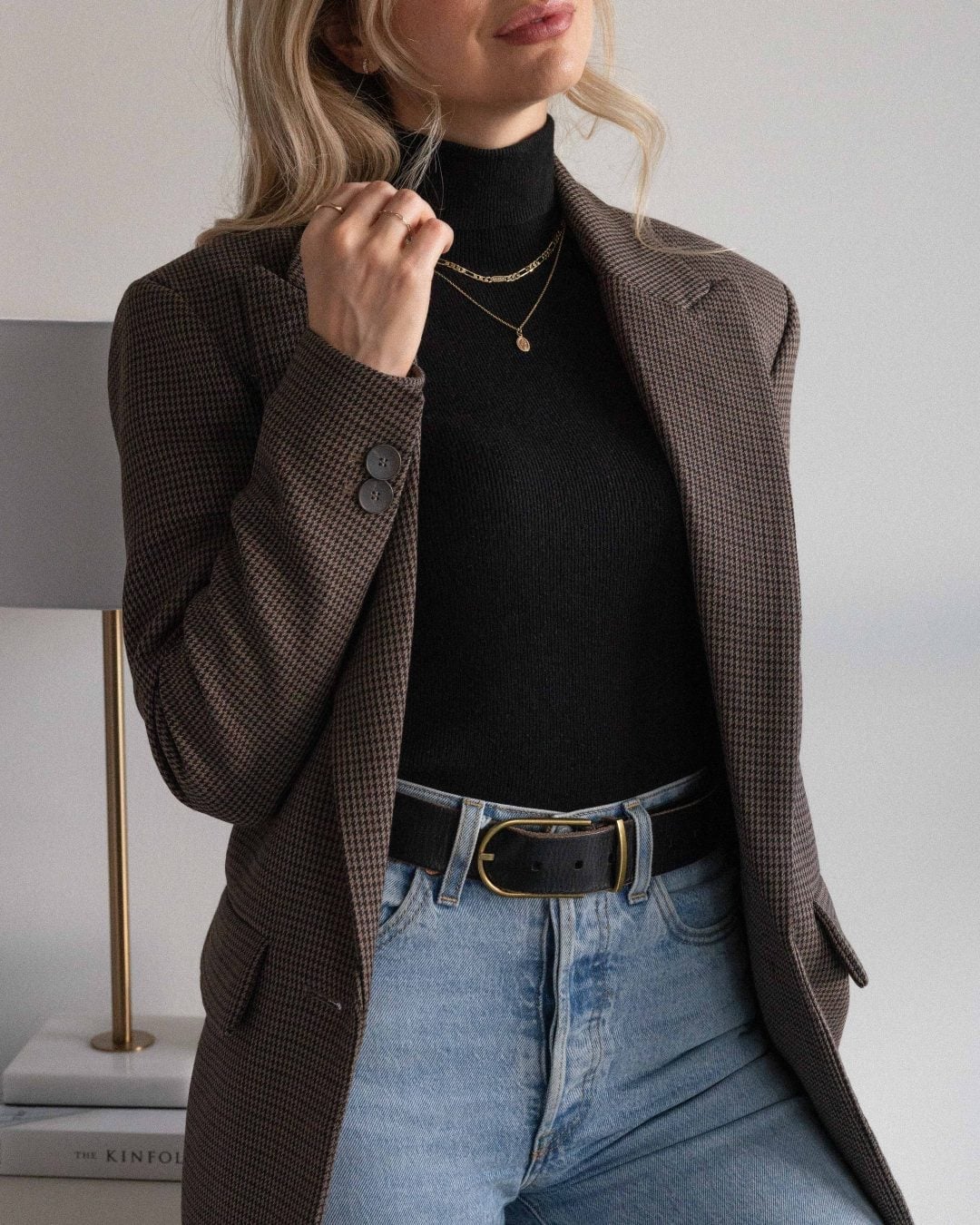 Leather Jacket with Skinny Trousers and Knit Sweater Leather Jacket with Skinny Trousers and Knit Sweater — Trendy Outfits