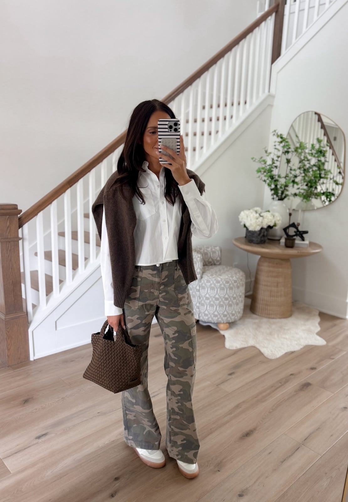 Camouflage Cargo Pants with Button-Down Shirt Camouflage Cargo Pants with Button-Down Shirt — Trendy Outfits