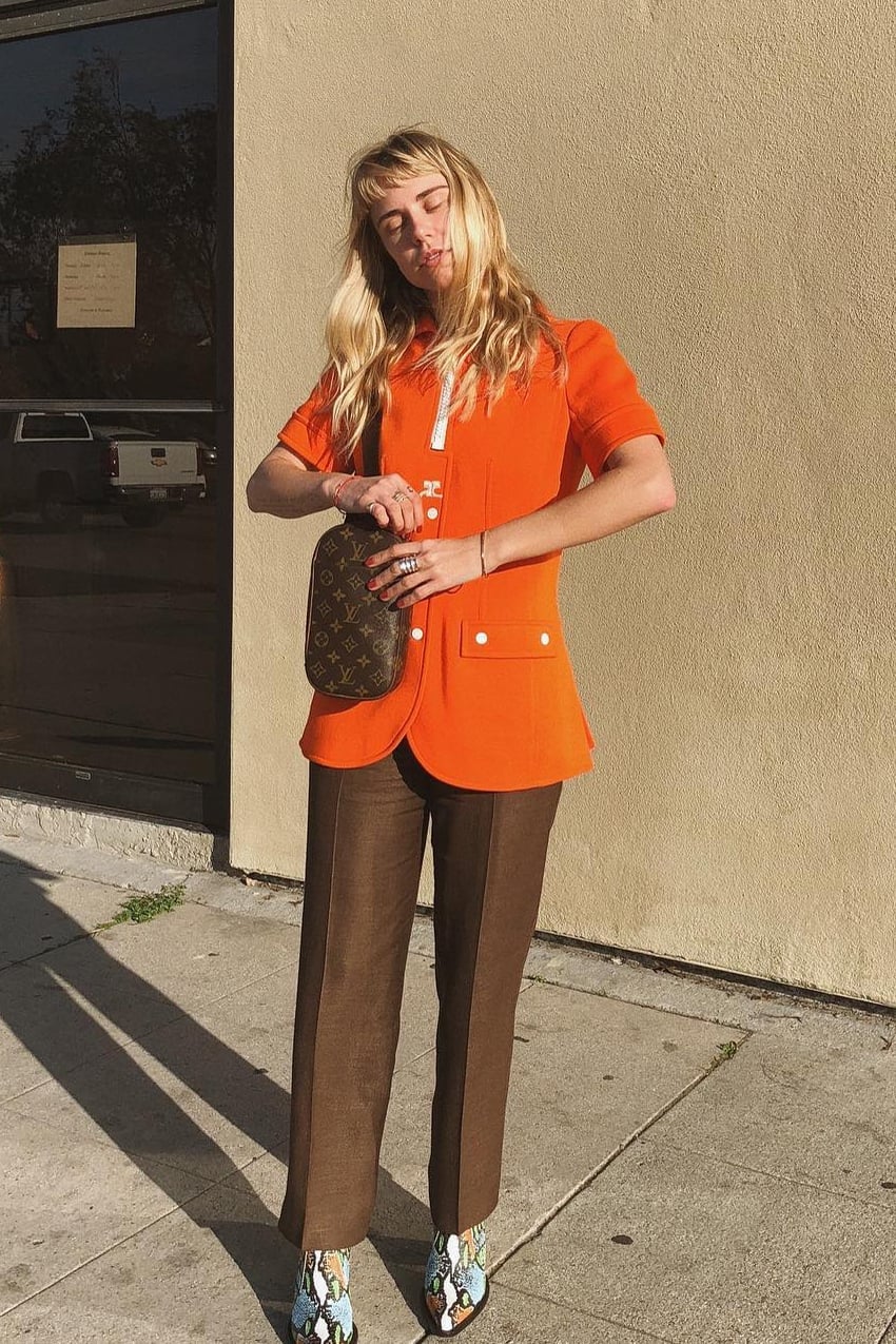 Bright Orange Structured Jacket with Wide-Leg Trousers — Aesthetic Orange Outfits