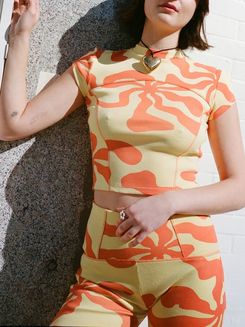 Yellow and Orange Abstract Print Knit Set — Aesthetic Orange Outfits