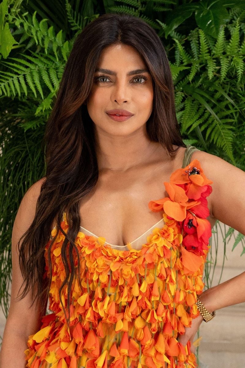 Orange and Red Dress with 3D Floral Embellishments — Aesthetic Orange Outfits