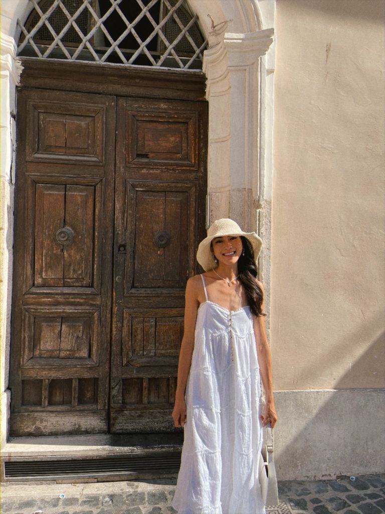 White Tiered Sundress for Casual European Sightseeing — Italy Outfits