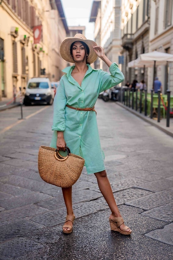 Mint Green Shirt Dress for Daytime City Sightseeing — Italy Outfits