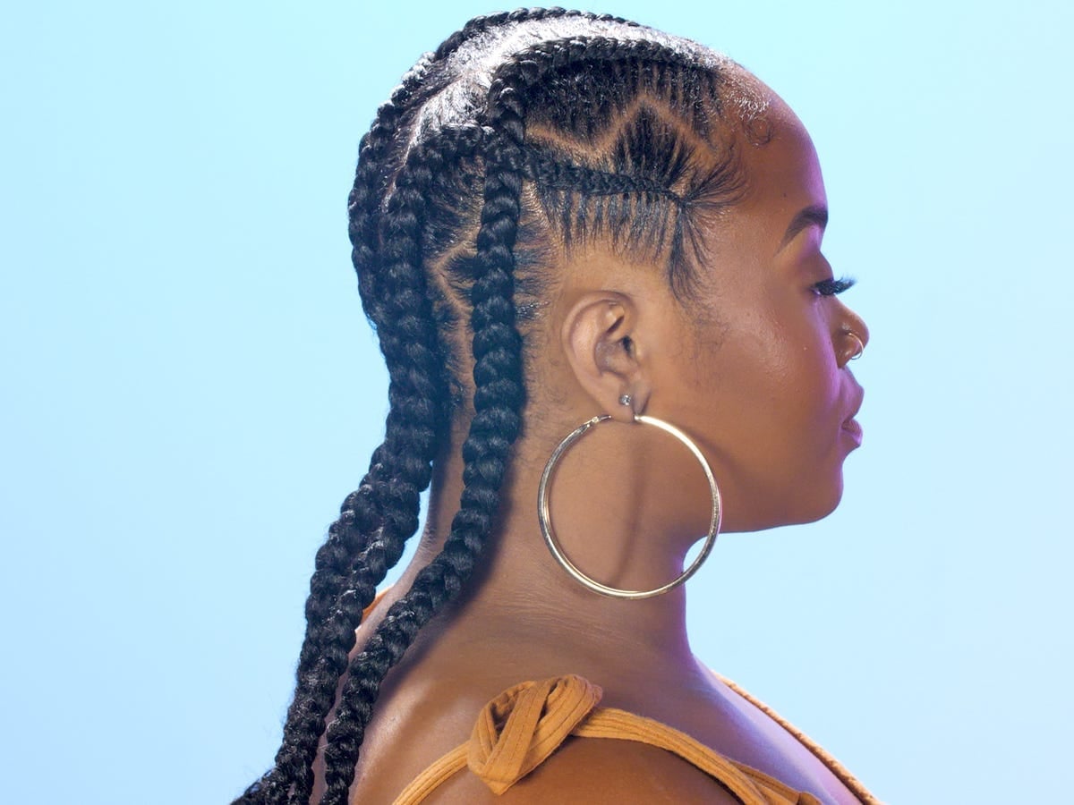 Shoulder Length Braids With Geometric Parting — Parting Braids