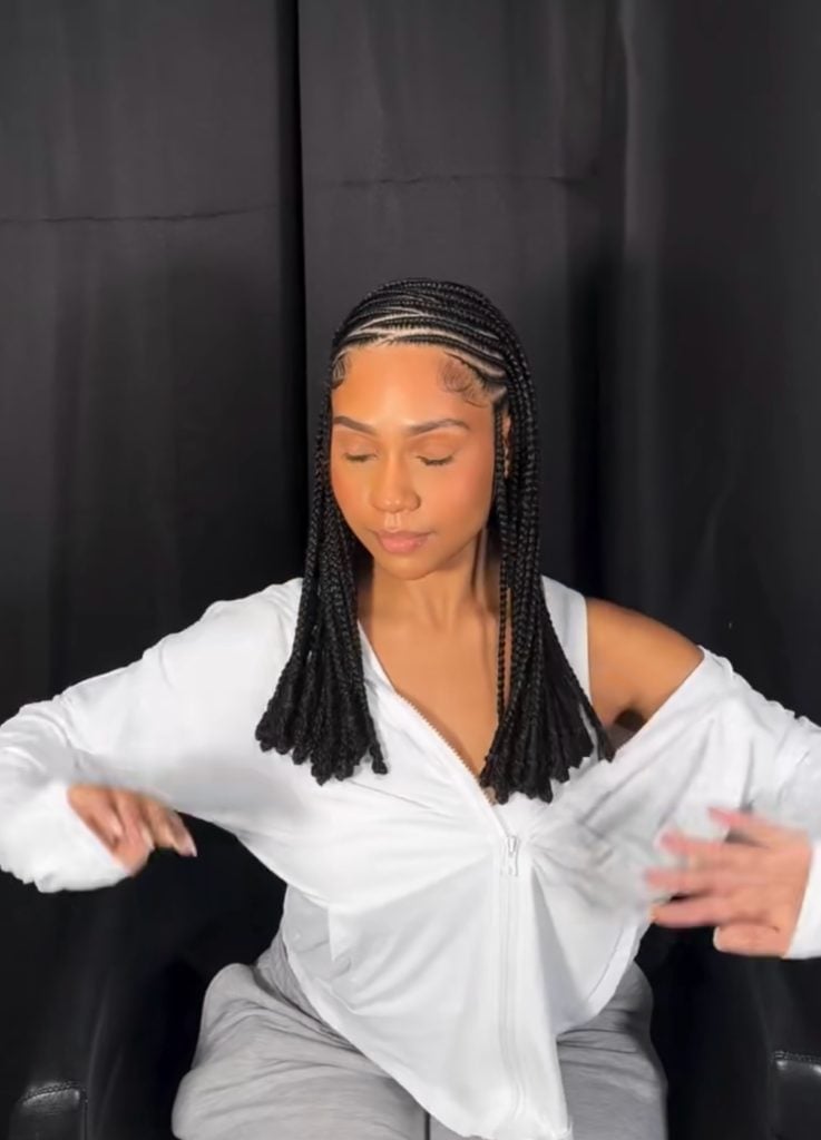 Mid-Back Fulani Braids With Geometric Parting, Black — Parting Braids