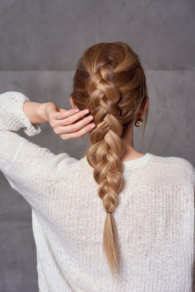 Mid-Back Blonde Three-Strand Braid — Parting Braids