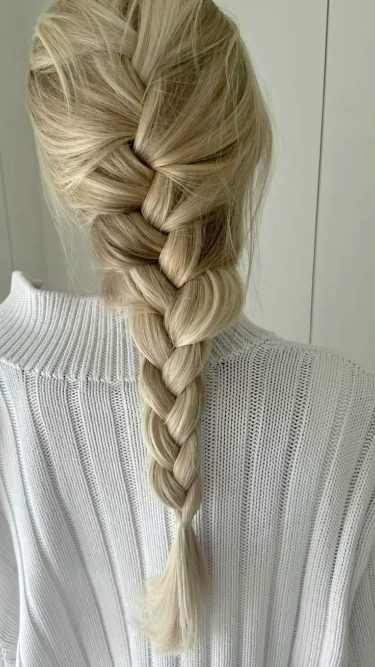 Mid-Back Blonde Three-Strand Braid, Close-Up Take — Parting Braids