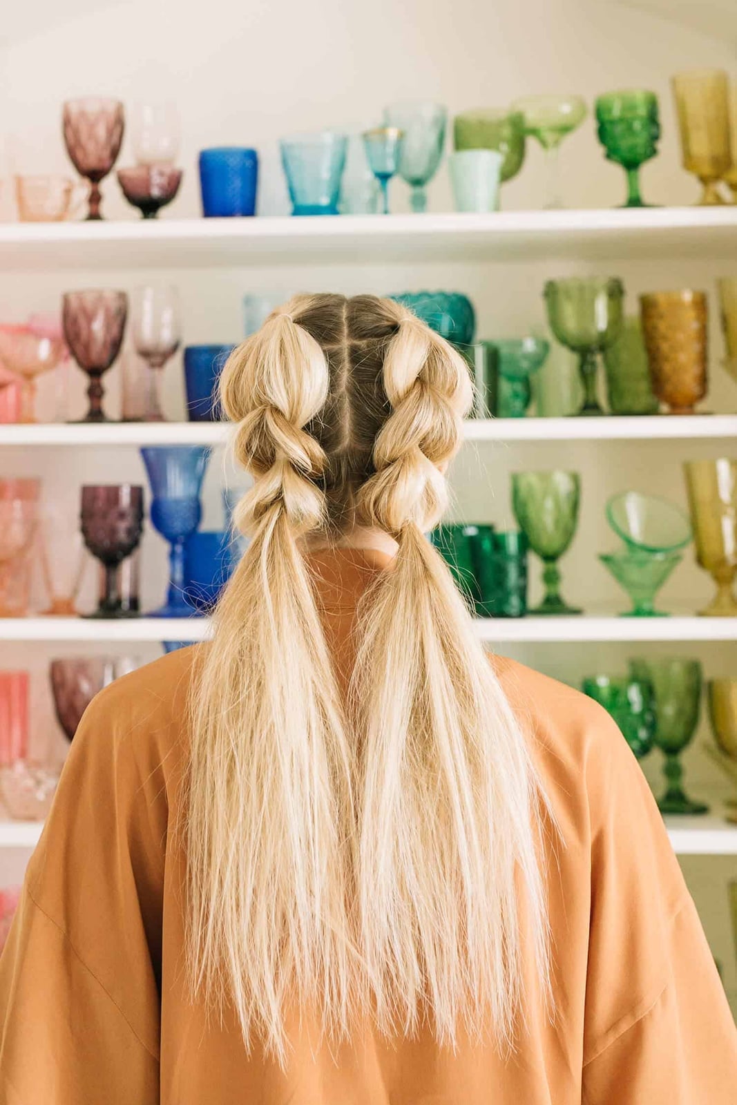 Mid-Back Pull-Through Braids With Blonde Color — Parting Braids