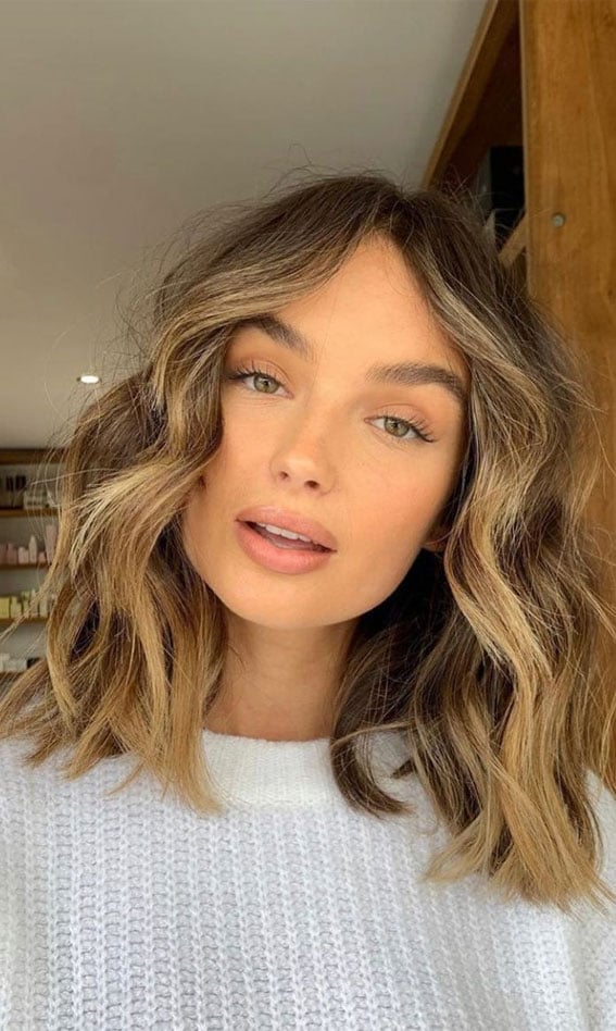 Collarbone Lob With Bronde Highlights — Trendy Waves Hair