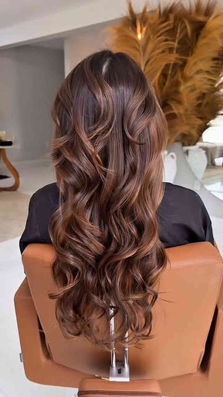Mid-Back Cascading Waves in Deep Brown — Trendy Waves Hair