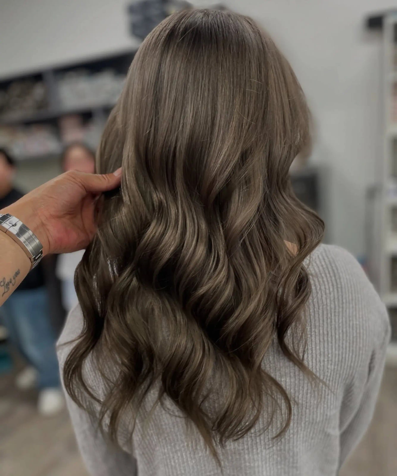 Mid-Back Ash Brown Waves With Subtle Highlights — Trendy Waves Hair