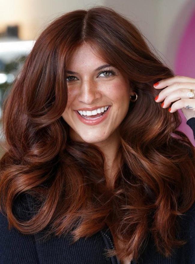 Mahogany Brown With Copper Auburn Highlights Mahogany Brown With Copper Auburn Highlights — Auburn Hair Color