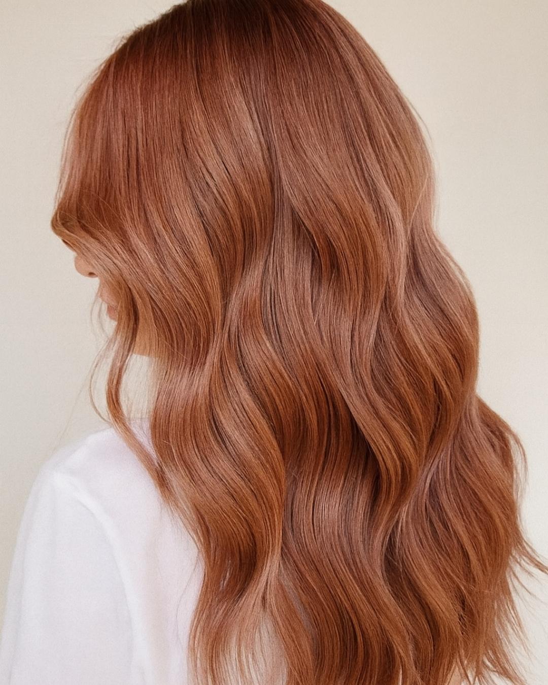 Medium Brown With Rose Gold Auburn Tones Medium Brown With Rose Gold Auburn Tones — Auburn Hair Color