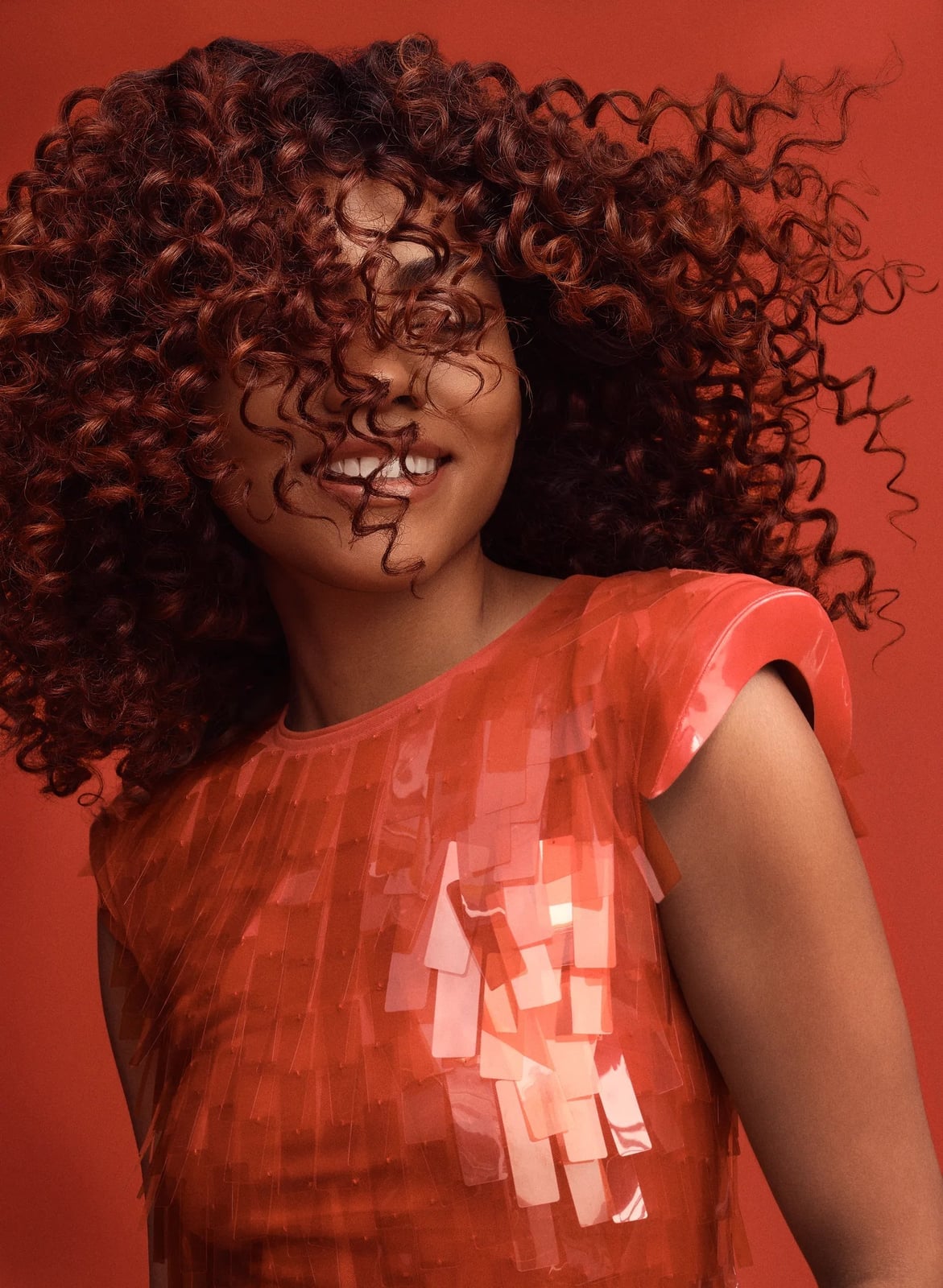 Shoulder Length Dark Brown Curls With Defined Blowout, Layers — Easy Curly Hair Routine