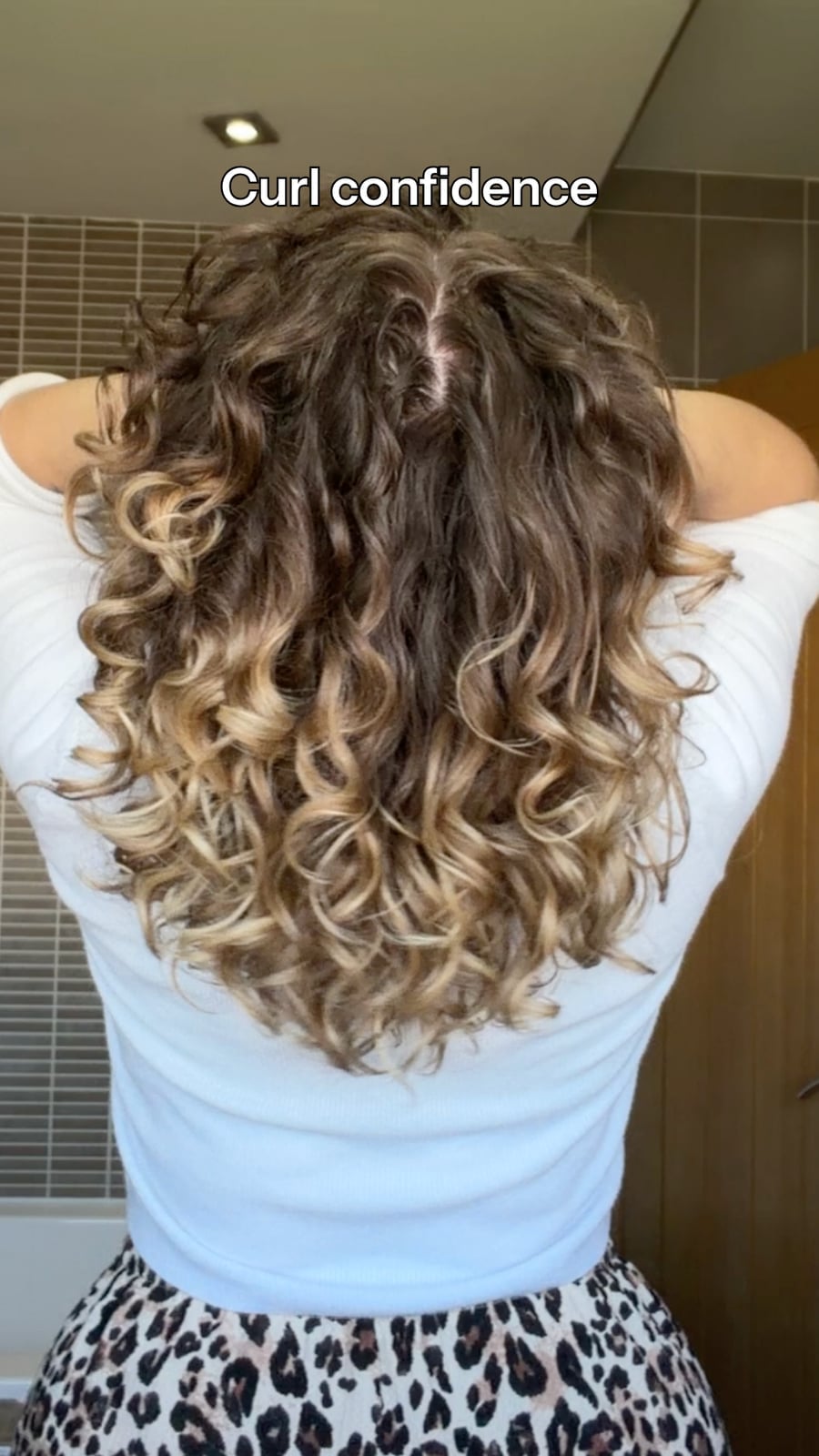 Collarbone Brown Curls With Blonde Highlights (Back View) — Easy Curly Hair Routine