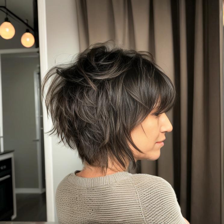 Collarbone Shag With Choppy Bangs Collarbone Shag With Choppy Bangs — Trendy Short Shag