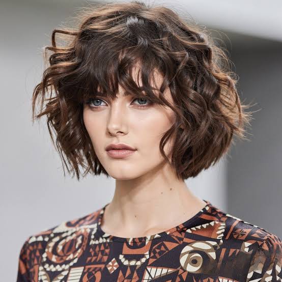 Medium Brown Shag With Defined Curls Medium Brown Shag With Defined Curls — Trendy Short Shag
