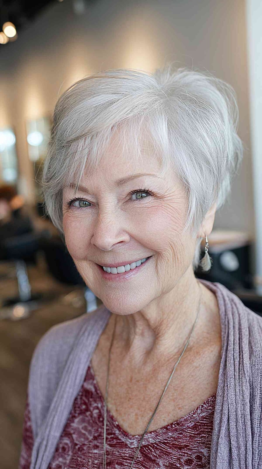 Gray Shag With Soft Side Swept Bang Gray Shag With Soft Side Swept Bang — Trendy Short Shag